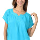 Sakkas Embroidered 100% Cotton Semi-Sheer Short Sleeve Gauzy Top / Blouse