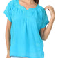 Sakkas Embroidered 100% Cotton Semi-Sheer Short Sleeve Gauzy Top / Blouse