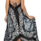 Sakkas Silky V-Neck Halter Handkerchief Hem Maxi Dress