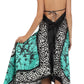 Sakkas Silky V-Neck Halter Handkerchief Hem Maxi Dress