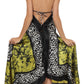 Sakkas Silky V-Neck Halter Handkerchief Hem Maxi Dress