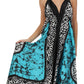 Sakkas Silky V-Neck Halter Handkerchief Hem Maxi Dress