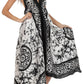 Sakkas Silky V-Neck Halter Handkerchief Hem Maxi Dress