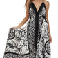 Sakkas Silky V-Neck Halter Handkerchief Hem Maxi Dress