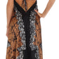 Sakkas Veins Print Satin V-Neck Halter Handkerchief Hem Dress