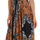 Sakkas Veins Print Satin V-Neck Halter Handkerchief Hem Dress