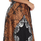 Sakkas Veins Print Satin V-Neck Halter Handkerchief Hem Dress