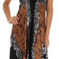 Sakkas Veins Print Satin V-Neck Halter Handkerchief Hem Dress