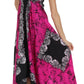 Sakkas Veins Print Satin V-Neck Halter Handkerchief Hem Dress