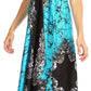 Sakkas Veins Print Satin V-Neck Halter Handkerchief Hem Dress