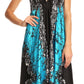 Sakkas Veins Print Satin V-Neck Halter Handkerchief Hem Dress