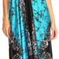 Sakkas Veins Print Satin V-Neck Halter Handkerchief Hem Dress