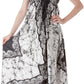 Sakkas Veins Print Satin V-Neck Halter Handkerchief Hem Dress