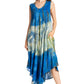 Sakkas Ombre Floral Tie Dye Tank Sheath Caftan Rayon Dress