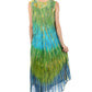 Sakkas Ombre Floral Tie Dye Tank Sheath Caftan Rayon Dress