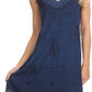 Sakkas Ameelynn Short Embroidered Batik Festival Sleeveless Spaghetti Strap Dress