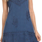 Sakkas Ameelynn Short Embroidered Batik Festival Sleeveless Spaghetti Strap Dress