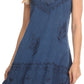 Sakkas Ameelynn Short Embroidered Batik Festival Sleeveless Spaghetti Strap Dress