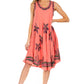 Sakkas Watercolor Palm Tree Tank Caftan Short Dress