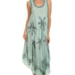 Sakkas Watercolor Palm Tree Tank Caftan Short Dress