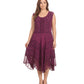 Sakkas Sundara Stonewashed Rayon Embroidered Mid Length Dress