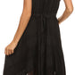 Sakkas Sundara Stonewashed Rayon Embroidered Mid Length Dress