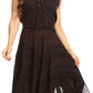 Sakkas Sundara Stonewashed Rayon Embroidered Mid Length Dress