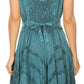 Sakkas Sundara Stonewashed Rayon Embroidered Mid Length Dress