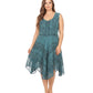 Sakkas Sundara Stonewashed Rayon Embroidered Mid Length Dress