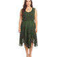Sakkas Sundara Stonewashed Rayon Embroidered Mid Length Dress