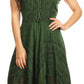Sakkas Sundara Stonewashed Rayon Embroidered Mid Length Dress