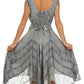 Sakkas Sundara Stonewashed Rayon Embroidered Mid Length Dress
