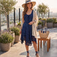 Sakkas Sundara Stonewashed Rayon Embroidered Mid Length Dress