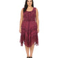 Sakkas Sundara Stonewashed Rayon Embroidered Mid Length Dress