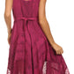 Sakkas Sundara Stonewashed Rayon Embroidered Mid Length Dress