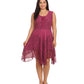 Sakkas Sundara Stonewashed Rayon Embroidered Mid Length Dress