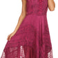 Sakkas Sundara Stonewashed Rayon Embroidered Mid Length Dress