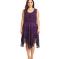 Sakkas Sundara Stonewashed Rayon Embroidered Mid Length Dress