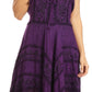 Sakkas Sundara Stonewashed Rayon Embroidered Mid Length Dress