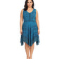 Sakkas Sundara Stonewashed Rayon Embroidered Mid Length Dress