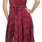 Sakkas Sundara Stonewashed Rayon Embroidered Mid Length Dress