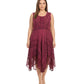 Sakkas Sundara Stonewashed Rayon Embroidered Mid Length Dress