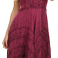 Sakkas Sundara Stonewashed Rayon Embroidered Mid Length Dress