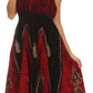Sakkas Jaya Sleeveless Adjustable Tea Length Tube Top Embroidered Tie Dye Dress