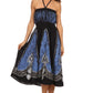 Sakkas Jaya Sleeveless Adjustable Tea Length Tube Top Embroidered Tie Dye Dress