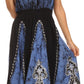 Sakkas Jaya Sleeveless Adjustable Tea Length Tube Top Embroidered Tie Dye Dress