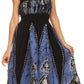 Sakkas Jaya Sleeveless Adjustable Tea Length Tube Top Embroidered Tie Dye Dress