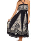 Sakkas Jaya Sleeveless Adjustable Tea Length Tube Top Embroidered Tie Dye Dress