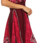 Sakkas Jaya Sleeveless Adjustable Tea Length Tube Top Embroidered Tie Dye Dress