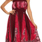 Sakkas Jaya Sleeveless Adjustable Tea Length Tube Top Embroidered Tie Dye Dress